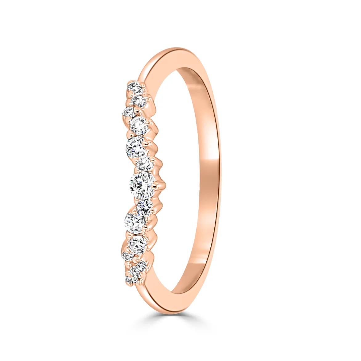 Rose Gold Weddin Band Paired With Engagement Ring jewelry Wabash avenue