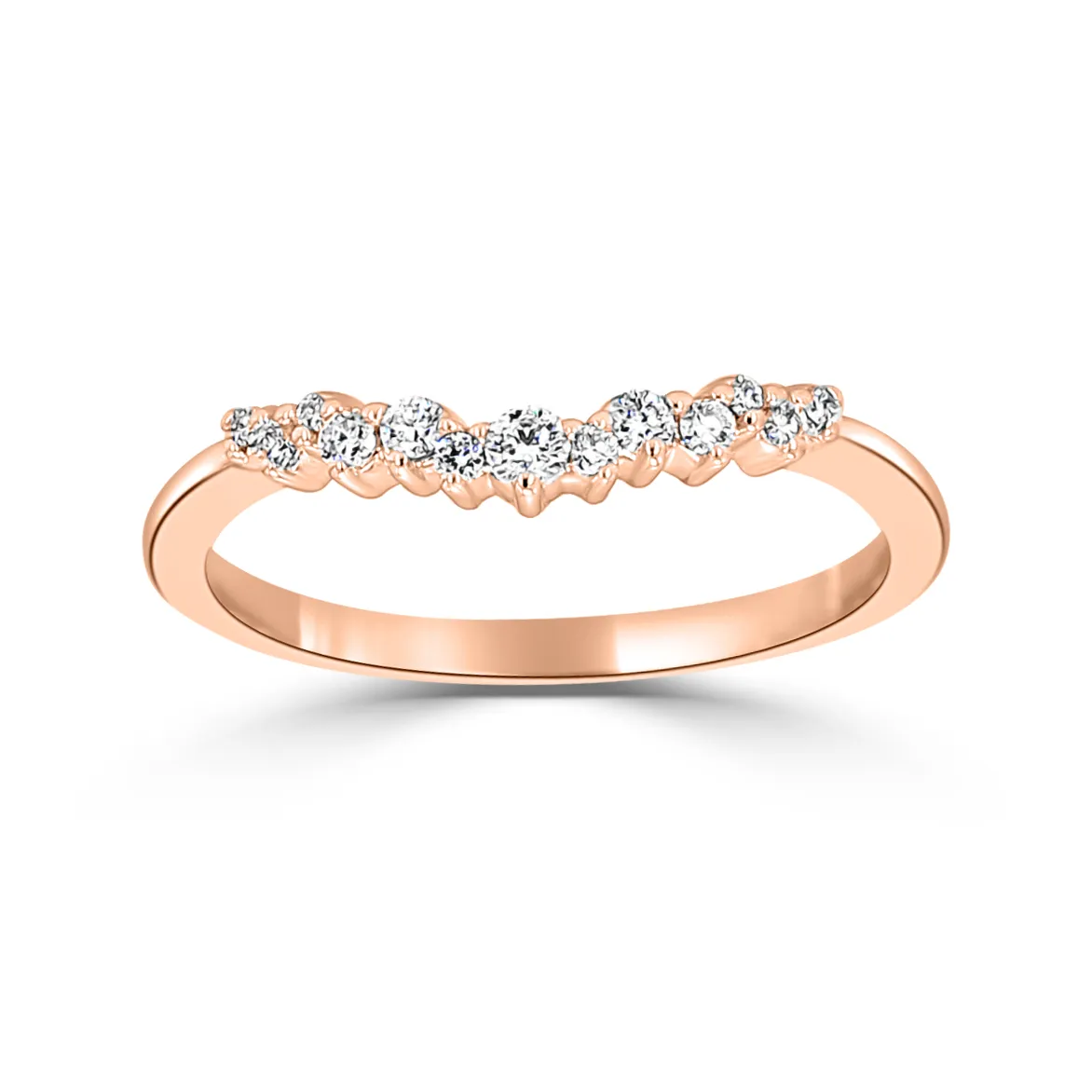 Rose Gold Weddin Band Paired With Engagement Ring