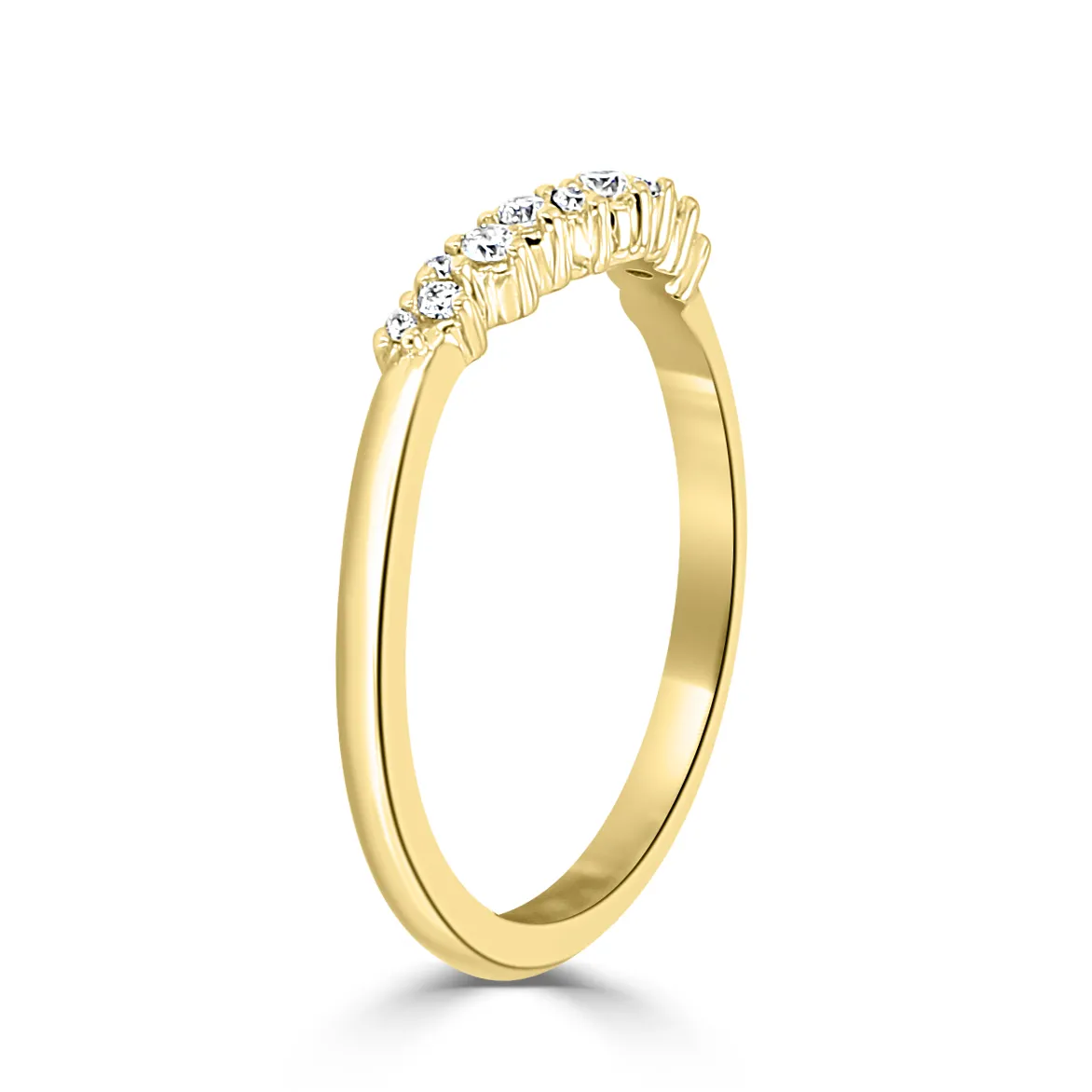 Yellow Gold Weddin Band Paired With Engagement Ring jewelry store near me
