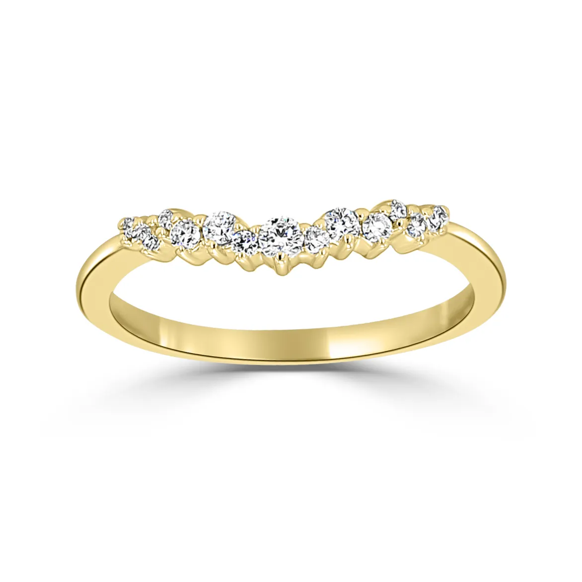 Yellow Gold Weddin Band Paired With Engagement Ring