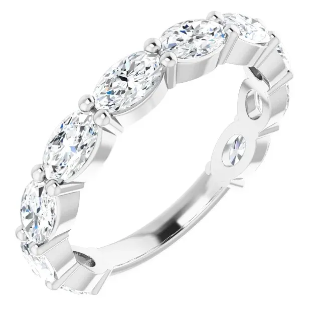 White Gold Stunning Oval Cut Diamond Band For Women