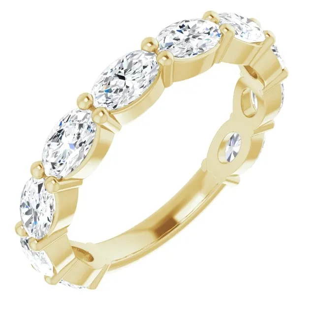 Yellow Gold Stunning Oval Cut Diamond Band For Women