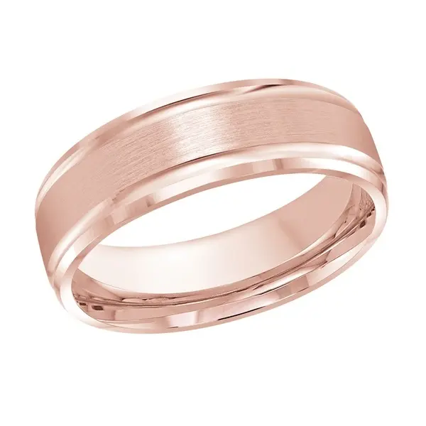 Rose Gold Modern Beveled Wedding Band For Men