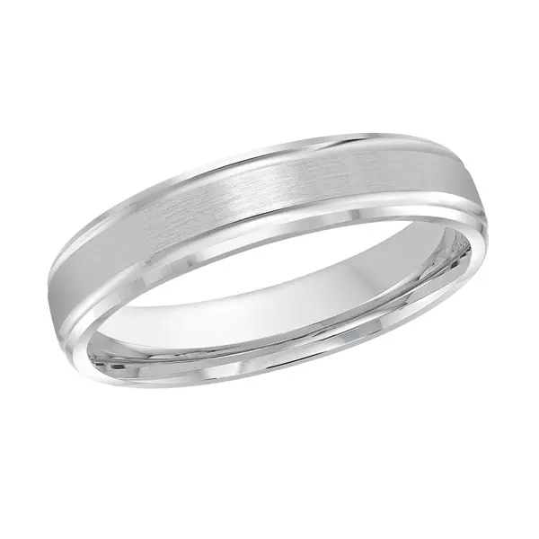 White Gold Modern Beveled Wedding Ring 