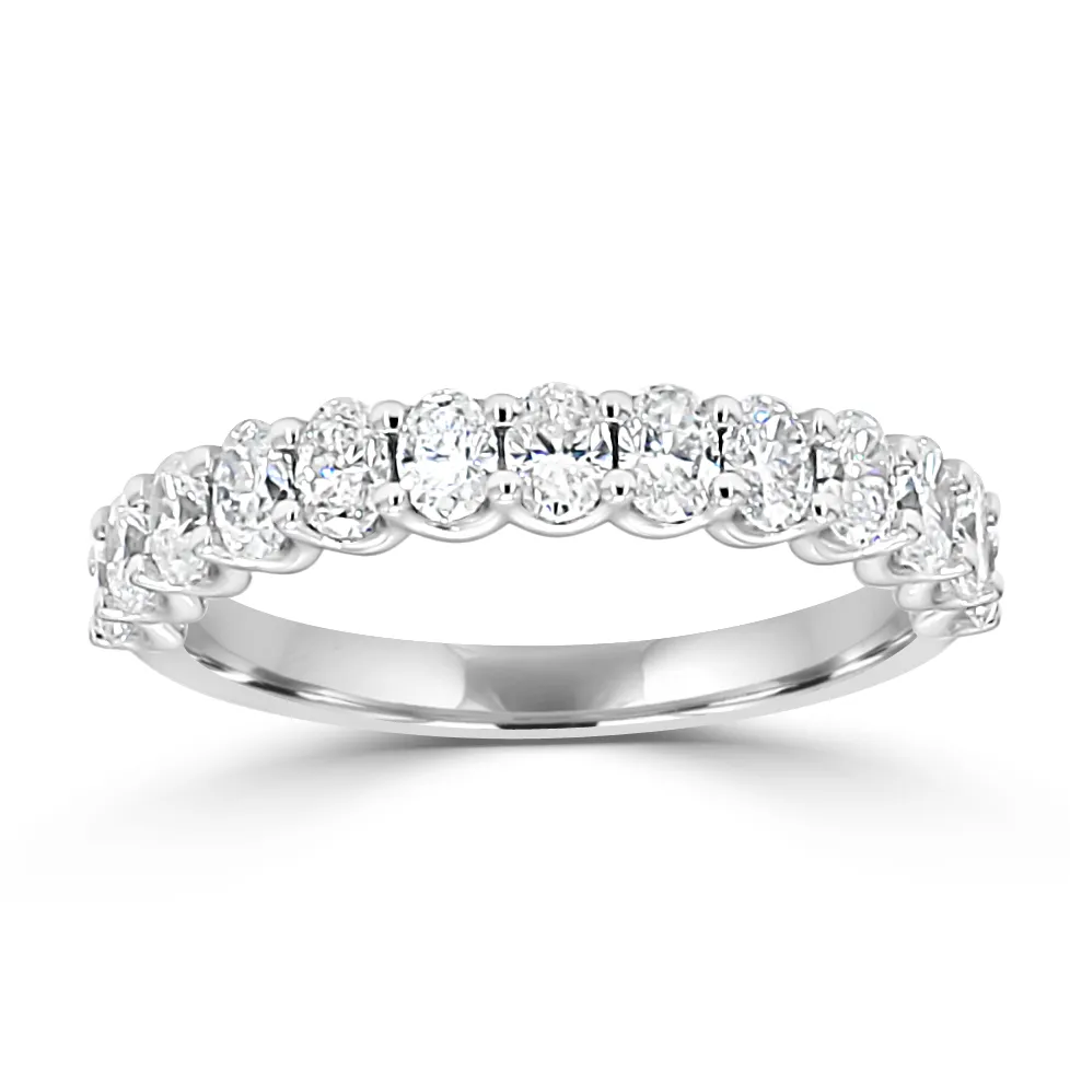 White GoldOval Set Wedding Band