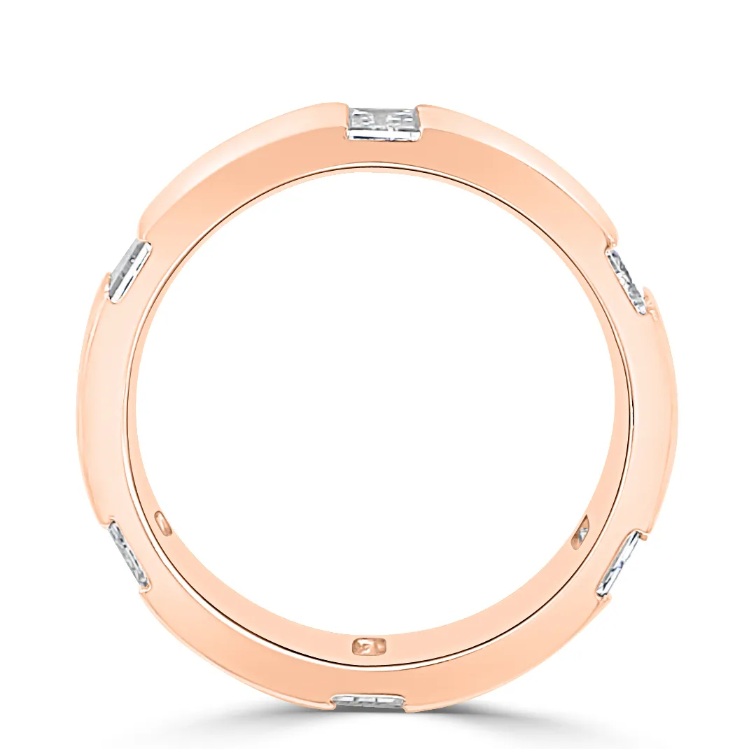 Rose Gold Unique Lab-Grown Baguette Diamond Wedding Band jewelry store near me