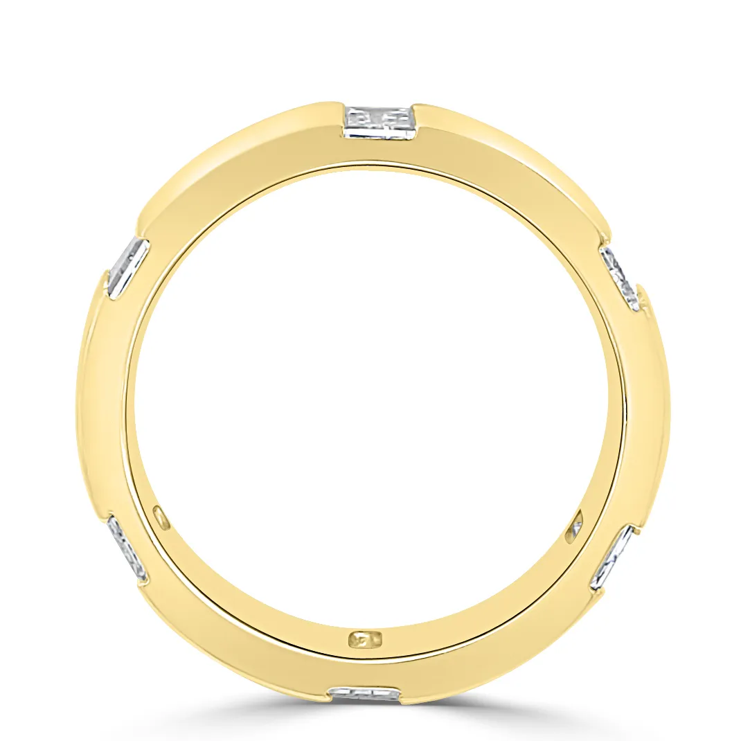 Yellow Gold Unique Lab-Grown Baguette Diamond Wedding Band jewelry store near me