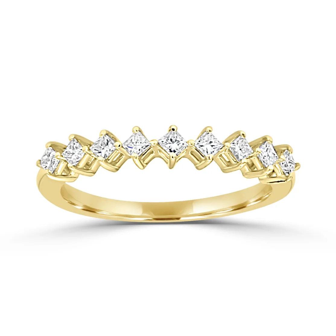 Yellow Gold Princess Cut Wedding Band