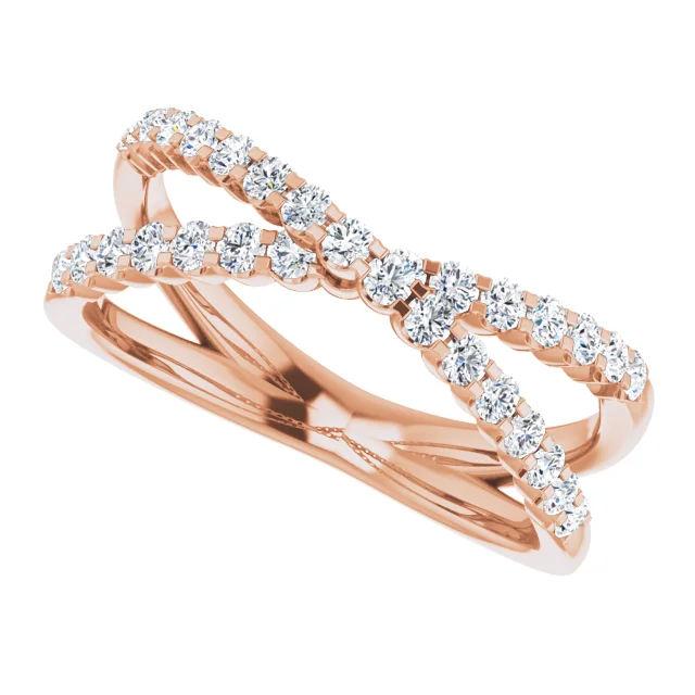 Rose Gold Diamond Criss Cross Wedding Band from best jeweler
