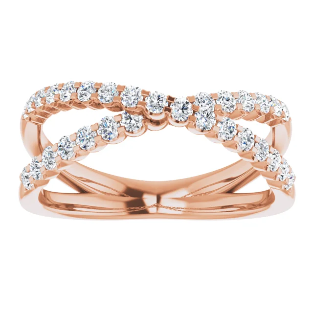 Rose Gold Diamond Criss Cross Wedding Band
