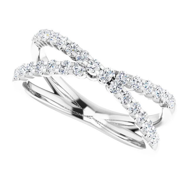 White GoldDiamond Criss Cross Wedding Band from best jeweler