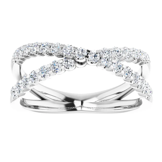 White GoldDiamond Criss Cross Wedding Band