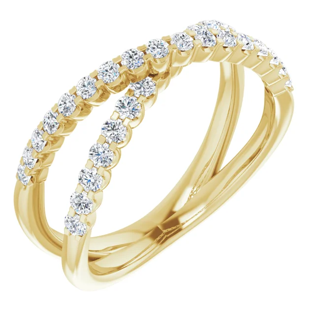Yellow Gold Diamond Criss Cross Wedding Band jewelry Wabash avenue