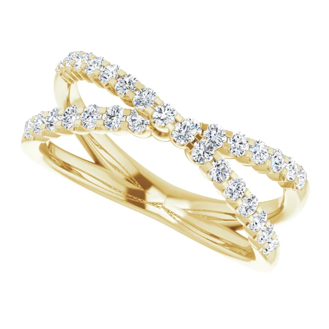 Yellow Gold Diamond Criss Cross Wedding Band from best jeweler