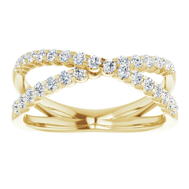 Yellow Gold Diamond Criss Cross Wedding Band