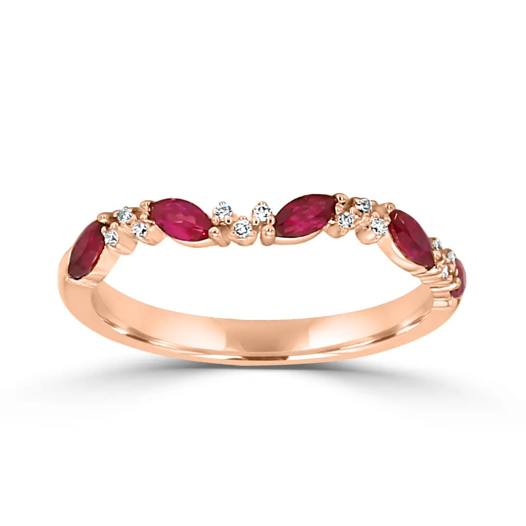 Rose Gold Ruby and Diamond Wedding Ring