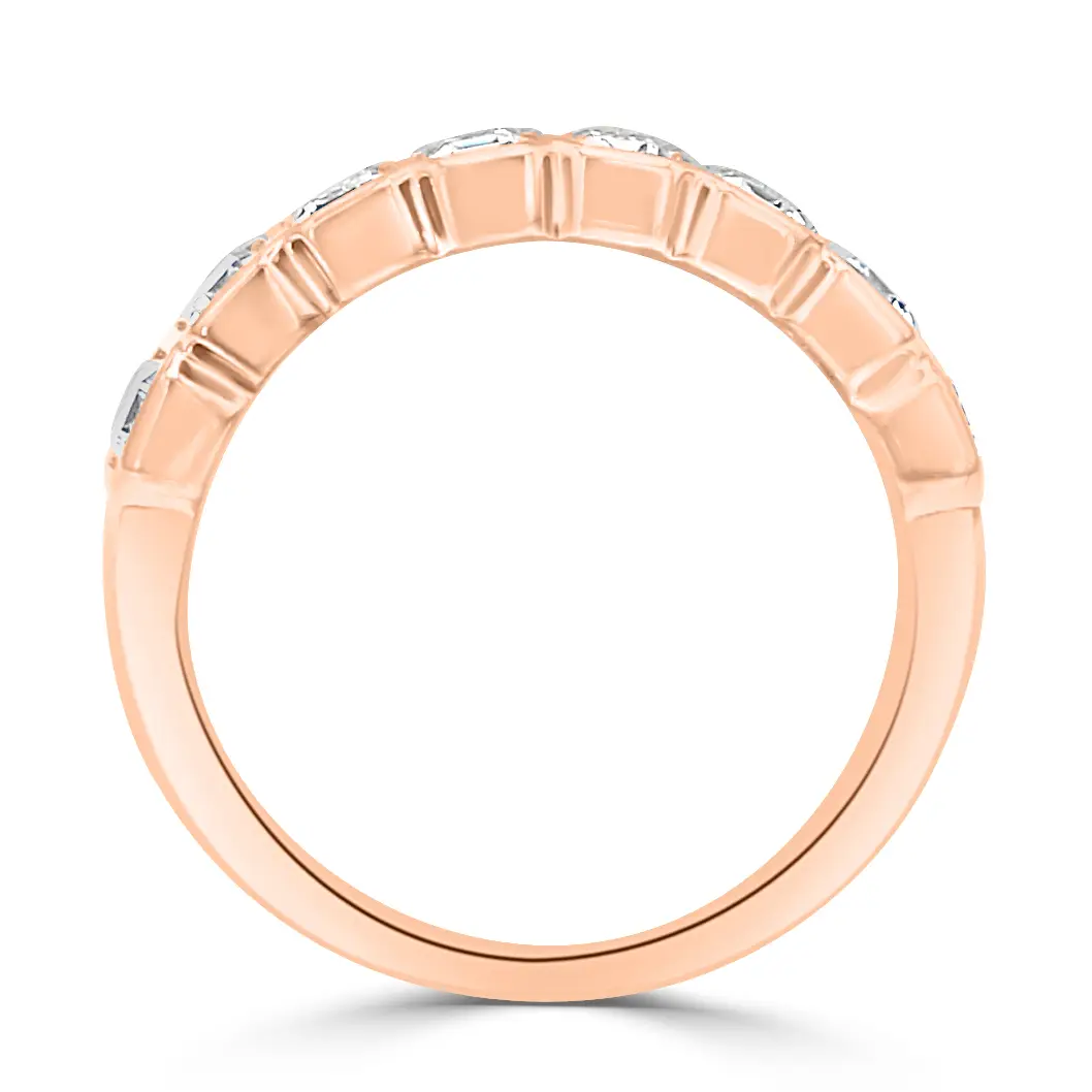 Rose Gold Emerald Shape Diamond Wedding Band jewelry store near me