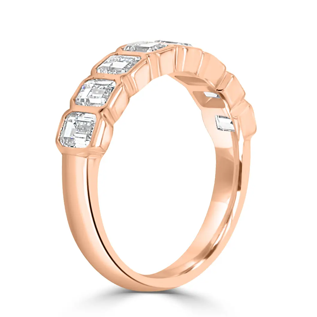 Rose Gold Emerald Shape Diamond Wedding Band jewelry Wabash avenue