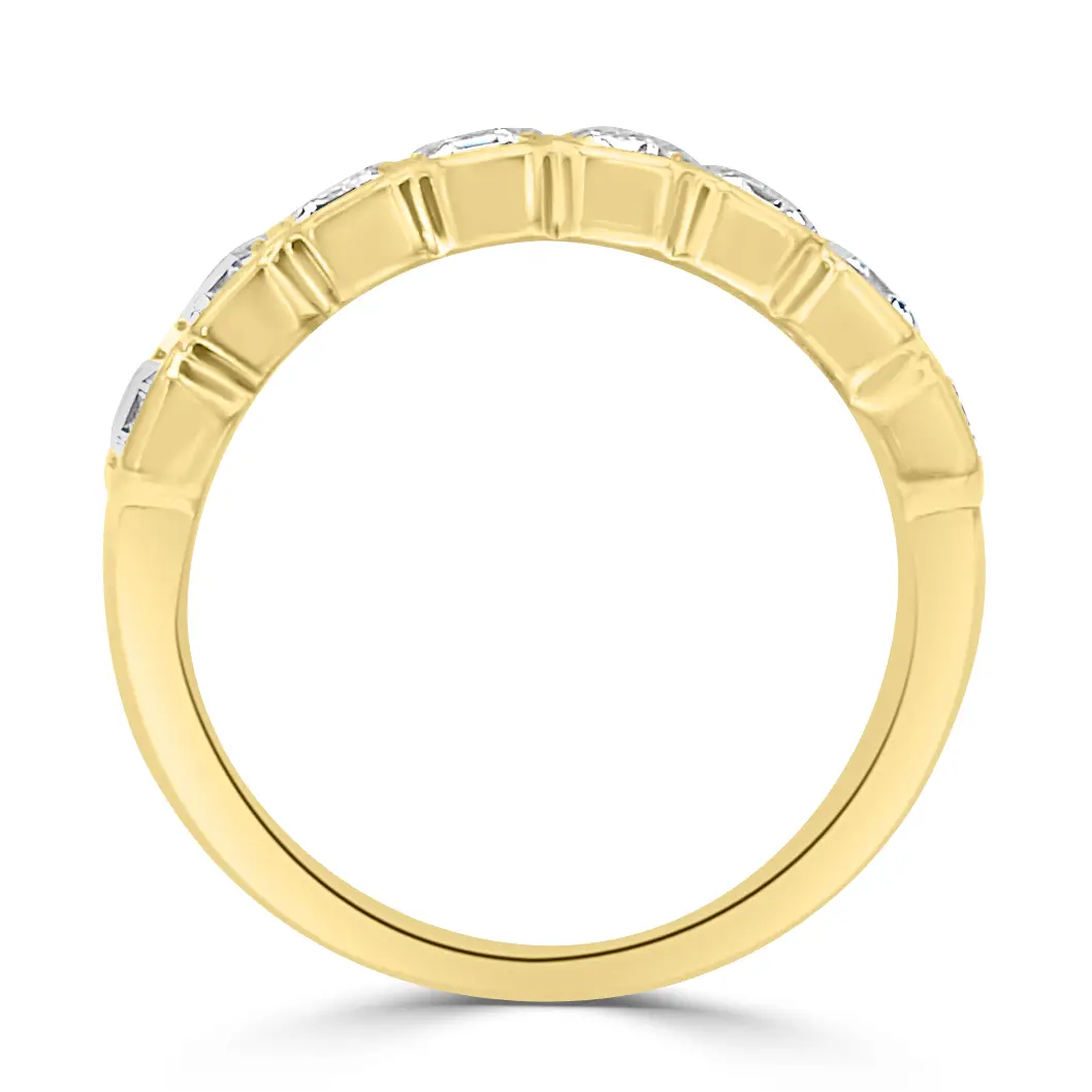 Yellow Gold Emerald Shape Diamond Wedding Band jewelry store near me