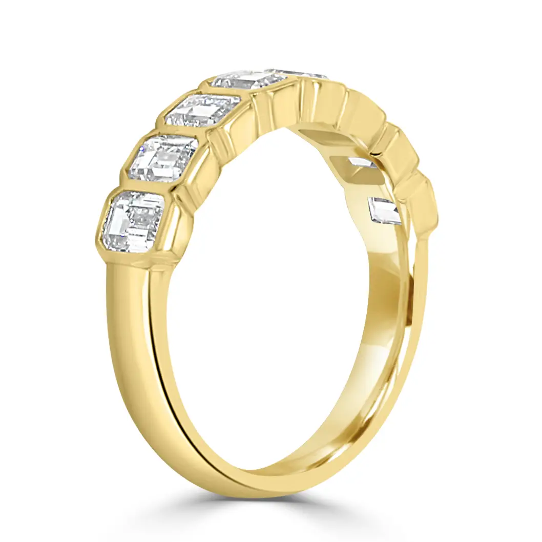 Yellow Gold Emerald Shape Diamond Wedding Band jewelry Wabash avenue