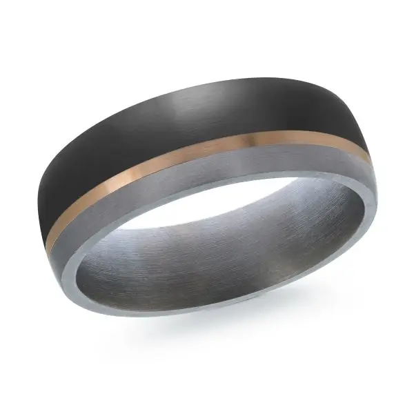 Rose Gold Maverick Tantalum Carbon Fiber & Gold Wedding Ring