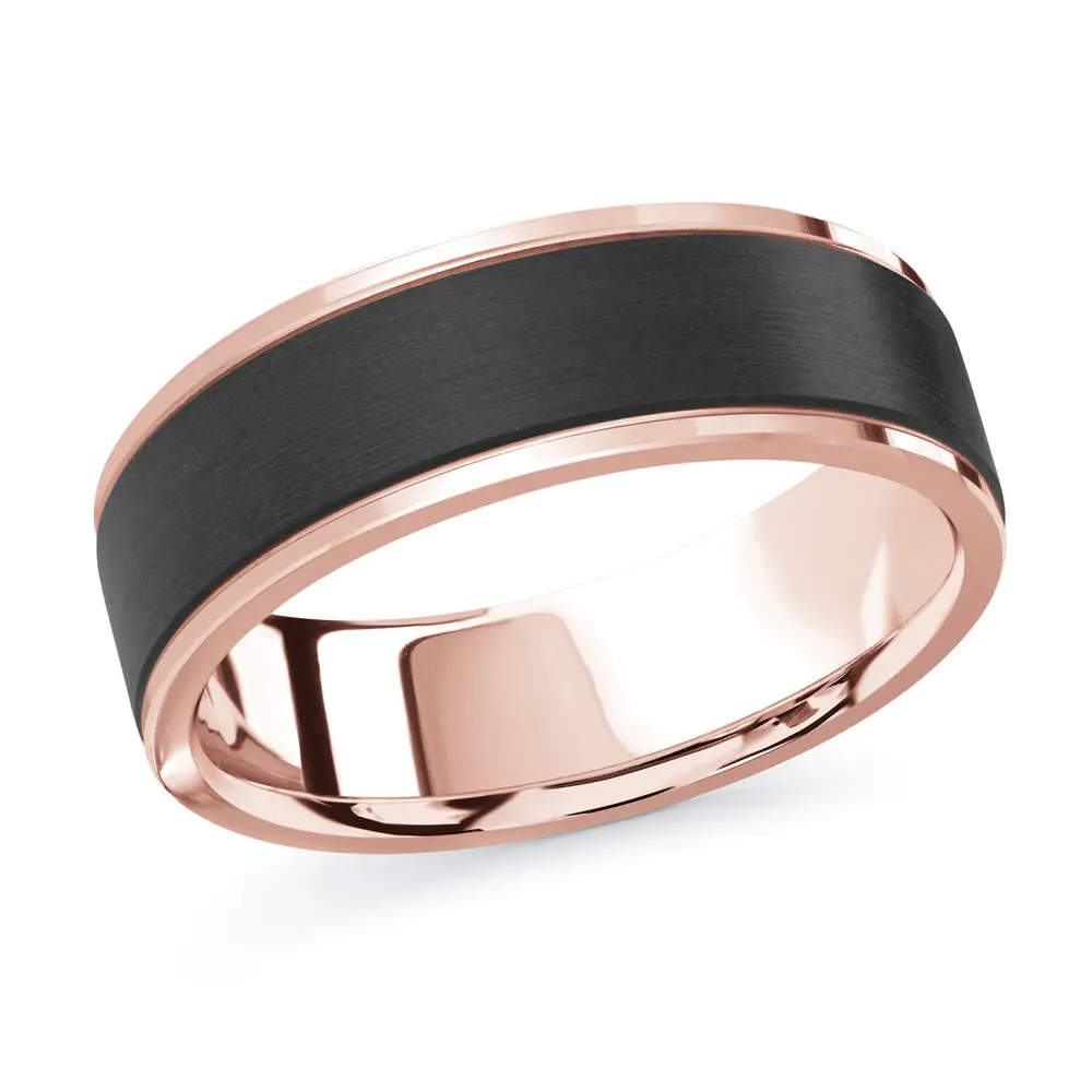 Rose Gold Emerson Two-Tone Carbon Fiber & 14kt Gold Wedding Ring