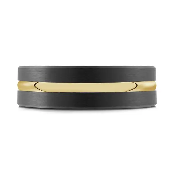 Yellow Gold Blaze Tantalum Carbon Fiber & 14kt Gold Wedding Ring jewelry store near me
