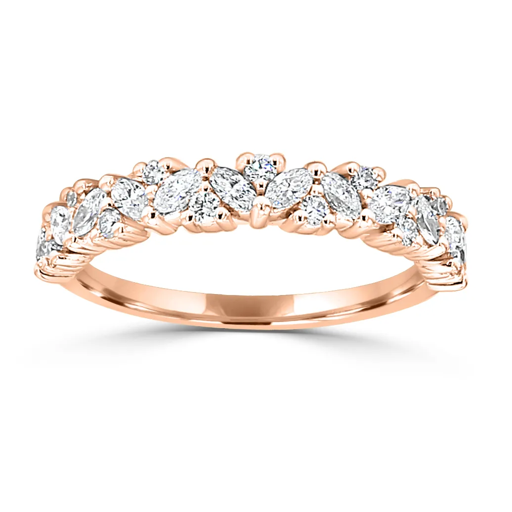 Rose Gold Laurel Lei Luxe Unique Diamond Wedding Ring
