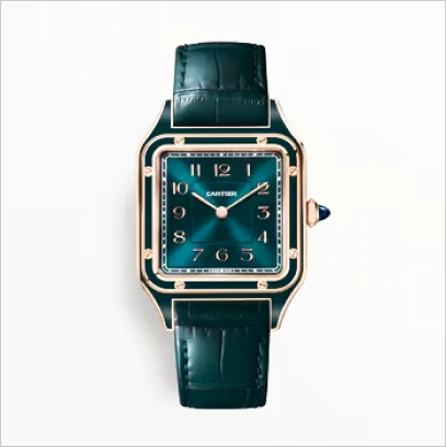 Cartier Santos Emerald Green Leather Watch